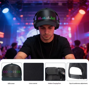 Gorra de Béisbol Impermeable con Pantalla <span class=keywords><strong>LED</strong></span> Controlada por Aplicación, Bluetooth, PU, para Eventos de Catering y Team Building - Product Image 3
