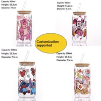 Ensemble de tasses portables en verre borosilicate de 16 oz avec paille, résistantes aux hautes températures, couvercle en bambou, pour café et cola, idéales pour l'export.