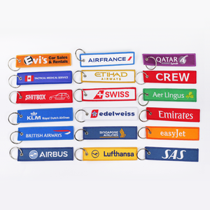 Wholesale Fabric Woven Embroidery <b>Key</b> Chain <b>Label</b> Custom Logo Double Side Keyring Embroidery Jet Tag Airplane Keychain - Product Image 6