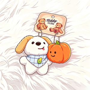 Set di ciondoli con disegni di mais, <span class=keywords><strong>cuccioli</strong></span> e zucche, simpatico portachiavi <span class=keywords><strong>in</strong></span> peluche a forma di cane che scherza con la lingua - Product Image 3