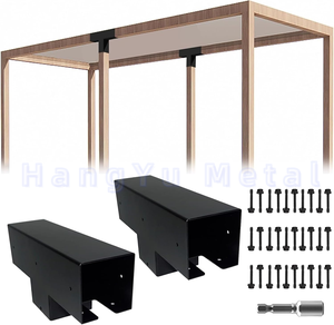 <span class=keywords><strong>Poste</strong></span> de esquina de Metal de 100mm con soportes de pérgola inclinados redondos Conectores Marco recubierto de polvo Madera tratada a presión Estilo natural - Product Image 4
