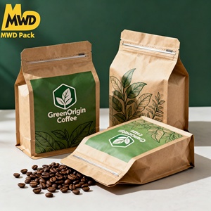 Miaowadi thân thiện với môi nâu kraft Craft giấy Dây Kéo Túi bền đáy phẳng túi cho cà phê & trà bao bì túi - Product Image 6