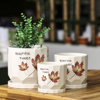 Pot de fleurs en céramique moderne personnalisé, petit Pot de fleurs en forme de décor plantes, pas cher, Style nordique avec assiette, vente en gros,
