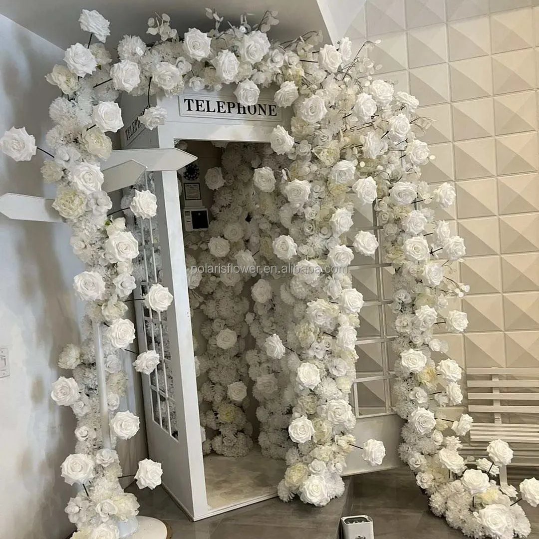 Party Hintergrund Wand London White Telefonzelle Blumen Dekoration