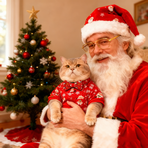 Conjunto de Collar y Correa de Invierno de Poliéster con Diseño Navideño para Mascotas, Personalizado para Perros Teddy, <span class=keywords><strong>Bichón</strong></span>, Pomerania y Gatos - Product Image 1