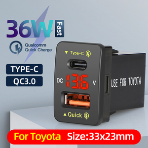 Dual 18 Вт <span class=keywords><strong>USB</strong></span> PD + QC3.0 Быстрая зарядка для <span class=keywords><strong>Toyota</strong></span>, Type C <span class=keywords><strong>USB</strong></span> автомобильный разъем питания со светодиодным вольтметром, совместим с 12/24 В - Product Image 6