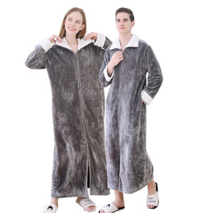 <span class=keywords><strong>Mujer</strong></span>/Hombre Primavera Fleece Housecoat Zip Robe Albornoz Felpa Cálido <span class=keywords><strong>Cremallera</strong></span> Front House Coat Tumbona Bolsillos Esponjoso Onesie - Product Image 2