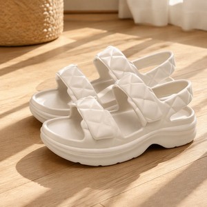 Sandali Estivi <span class=keywords><strong>da</strong></span> <span class=keywords><strong>Donna</strong></span> con Plateau Chunky, Doppio Cinturino, Beige, Antiscivolo, Suola Spessa e Morbida, per Passeggiate in Spiaggia - Product Image 3