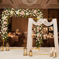 Arche de mariage pliable en métal doré, motif floral, durable, pour cérémonie de mariage d'automne