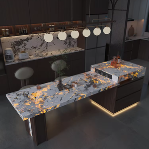 Meja Makan dapur rumah tangga dapat ditarik marmer bercahaya batu mewah alami, juga cocok untuk restoran. - Product Image 1