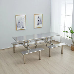 Producción y venta al por mayor de mesas y sillas de comedor todo en uno de acero inoxidable para Personal Escolar en cafeterías - Product Image 1