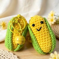 Pendentifs en laine faits main au crochet en forme de légumes : Adorables maïs et brocoli personnalisés, breloques de sac et petits ornements cadeaux