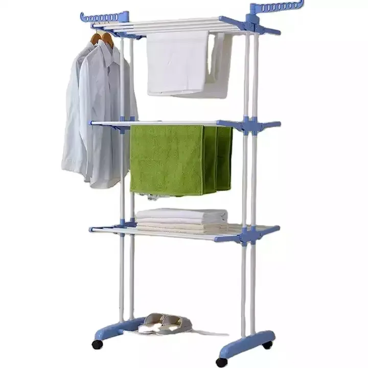 Perchero de secado de acero inoxidable para el hogar, colgador de abrigos, toallas, ropa de baño, 3 niveles, gran oferta