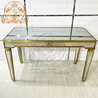 Console de table moderne en acier inoxydable, avec cadre métallique, forme carrée, miroir et verre, modèle
