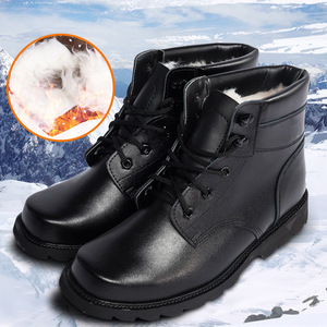 Botas de Nieve de Lana para Hombre, con Cordones Delanteros, Tacón Medio, Color Sólido, Cálidas, para Exteriores - Product Image 3