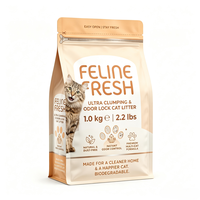 Kantong Kemasan Pasir Kucing Tahan Tusukan, Alas Datar, Segel Zipper 8 Sisi, Tahan Lama, Kapasitas 1 kg, Heavy Duty