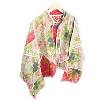 Veste matelassée indienne respirante 100% coton, imprimée à la main, écologique, style vintage Kantha patchwork, col mandarin, pour femme, automne