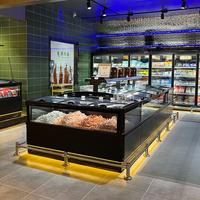 Congélateur d'îlot de supermarché avec contrôle numérique de la température et armoire en acier peint pour la présentation de viandes et de glaces