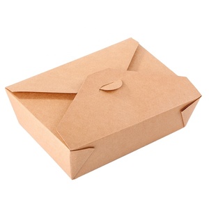 New Type Disposable Kraft Paper Box Single Wall Food Box Packaging Takeaway Biodegradable