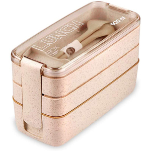 The All-in-one Lunch Bento Box Meal Prep Kids Bento Box Food Storage Containers Biodegradable Wheat Straw School Bento Lunch Box