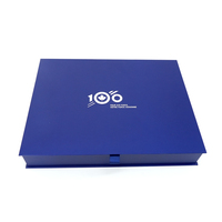 Caja de presentación de documentos azul personalizada con impresión de logotipo