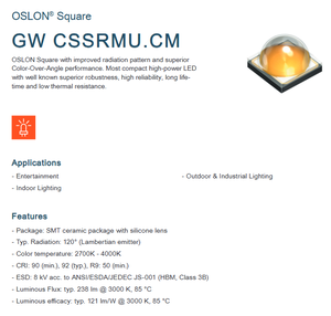 Offre Spéciale GW CSSRMU.CM-M4M9-XX38-1 245LM CRI90 2700k 3000k 3500k 4000k 2W Puce LED haute puissance Osrams 3030 - Product Image 2