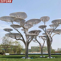 Grande Scultura d'Albero Moderna in Acciaio Inox 3D Personalizzata - Colore e Logo Personalizzabili, Icona Urbana per Esterni