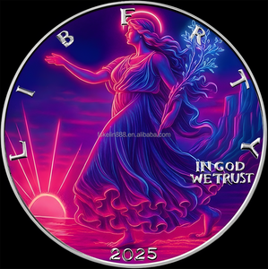 Koin Perak Berlapis Perak Walking Liberty Berwarna Neon 2025, Seni UV, Koleksi, Suvenir, Hadiah, Koin Peringatan Tembaga 1oz - Product Image 1