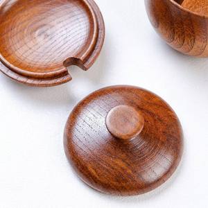 Ensemble de <span class=keywords><strong>3</strong></span> pots à épices en bois avec couvercles, cuillères et plateau – Récipients à <span class=keywords><strong>condiments</strong></span> en bois dur naturel pour rangement de cuisine - Product Image 5