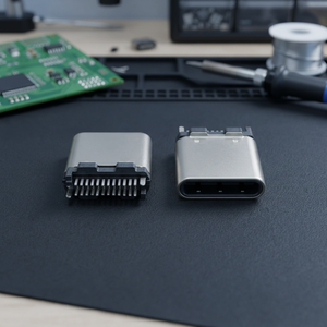 หัวต่อ USB 3.0 Type C แบบตัวผู้ SMT แนวตั้ง หน้าสัมผัสทอง ตัวเรือนสแตนเลส ทนความร้อนสูง เทอร์โมพลาสติก ผลิตโดย Ariba Technology - Product Image 3