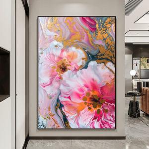 Moderno abstracto gran flor pintura 3D diseño pared arte lienzo único hogar Hotel Docetaion - Product Image 3