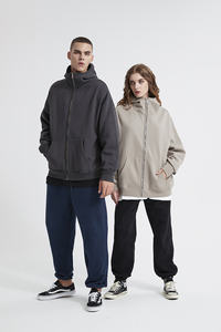 350G <span class=keywords><strong>Sweat</strong></span> à capuche à col haut doublé de polaire avec fermeture à glissière en métal Poignets de <span class=keywords><strong>gant</strong></span> côtelés <span class=keywords><strong>Sweat</strong></span>-shirt décontracté Manteau à capuche en polaire de couleur unie - Product Image 4