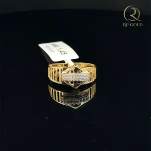 Elegant gold <b>ring</b> with geometric design and sparkling stones for <b>men</b> and women modern stylish jewelry gift idea - Product Image 3