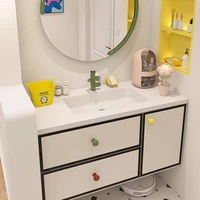 Ensemble meuble-lavabo de salle de bain avec vasque intégrée en céramique sans joint en pierre frittée, meuble sous-vasque sur mesure