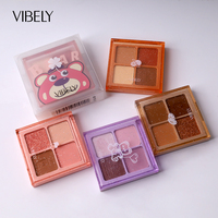 Pas cher Bio Vegan Surligneur Shimmer Quatre Carré Grille Fard À Paupières Palette Durable Glitter Nude Maquillage Ombre À Paupières Pan