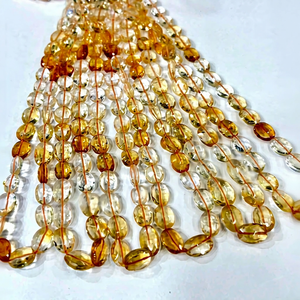 Cuentas de Cuarzo Citrino Natural Sombreado al por Mayor, Forma Ovalada Facetada, Tamaño Aprox. 8x10mm Cuentas de 14 Pulgadas para la Fabricación de Joyería - Product Image 1