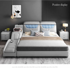יוקרה עור חכם מיטה רב תכליתי מיטת לחדר שינה ריהוט מלון מלך גודל מיטה עם אחסון - Product Image 2