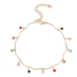 Minos स्टेनलेस स्टील जन्म का रत्न पायल Hypoallergenic आभूषण 18K सोना मढ़वाया आकर्षण जन्म का रत्न पायल - Product Image 2