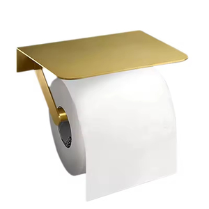 Portarotolo HONGDEC in Acciaio Inox 304 Oro Spazzolato, Portasciugamani con Mensola per Cellulare, Montaggio a Parete per Progetti Alberghieri - Product Image 2