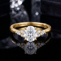 Bague RINNTIN LBR19 en or massif 18 carats, diamant de laboratoire certifié IGI, taille brillant rond 1 carat, sertie de pierres sur plusieurs côtés, bijoux fins