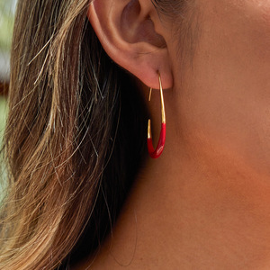 ต่างหูห่วงทรงหยดน้ำ ทอง 18K สแตนเลสสตีล รูปทรงตัว C เครื่องประดับผู้หญิง แฟชั่นโดดเด่น - Product Image 4