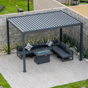 مظلة حديقة من الألومنيوم مع سقف قابل للتعديل، جازيبو خارجي مقاوم للماء بإطار مطلي بالبودرة ومعالج طبيعياً - Product Image 1