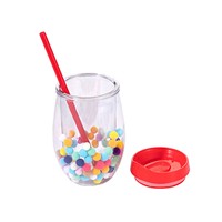 Gobelet en plastique à double paroi avec paillettes, en forme d'œuf, réutilisable, avec paillettes scintillantes, pour fêtes, tasse de voyage pour boissons froides de qualité alimentaire