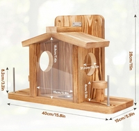 Vente chaude Durable En Bois Écureuil Maison Style Classique Personnalisé Naturel À L'extérieur Écureuil Mangeoires Écologique Solide Motif