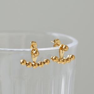 Pendientes de Bola Redonda Estilo Francés, Chapados en Oro, de Acero Inoxidable, con Diseño de Bola Pequeña, Modernos, para Fiesta - Product Image 2