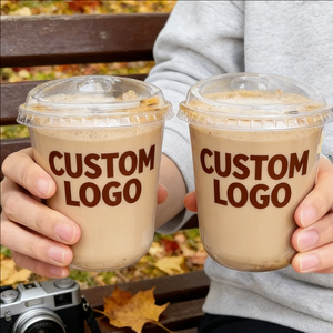 Gobelets en plastique PP à paroi simple de 16 oz (90 mm) pour thé au lait Boba, jus, smoothies et café - Gobelets transparents personnalisés imprimés UV - Product Image 3