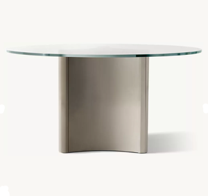 Mesa de Comedor Dalton, Diseño de Lujo, Base de Acero Inoxidable Niquelado, Cubierta de Vidrio Templado, <span class=keywords><strong>para</strong></span> Uso en Hogar, Hotel o Villa - Product Image 4