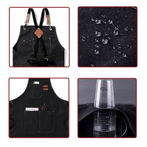 Tablier de Chef Adulte en Gros 100% Coton Toile Imperméable avec Logo Personnalisé Tabliers de Cuisine Outil de Travail Fleuriste Jardin Tablier Élégant - Product Image 3