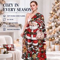 Couverture en flanelle polaire personnalisée pour Noël, imprimé rouge ornements, cannes en sucre, flocons de neige, couverture douce et chaude, vente en gros