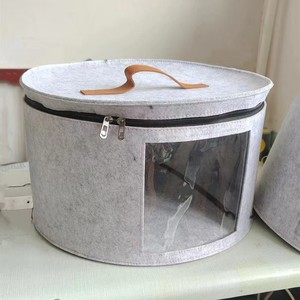 Boîte de rangement ronde en feutre avec couvercle, organisateur de vêtements pliable de grande capacité pour les voyages et la maison - Product Image 3